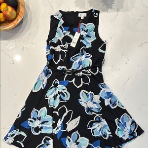 Elle Blue Sleeveless Crew Neck Sundress